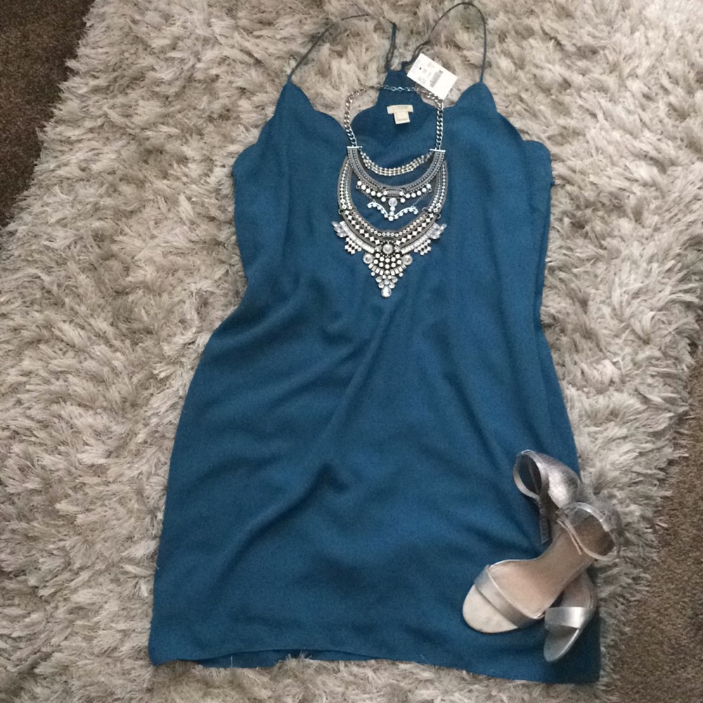 Teal J crew dress